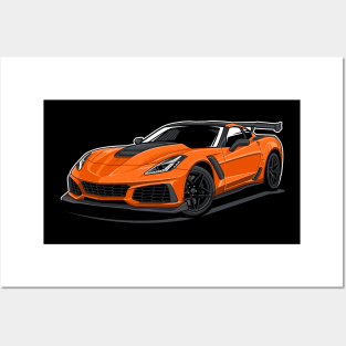 Corvette ZR1 (Orange) Posters and Art